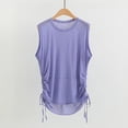 thumbnail image 2 of Women Summer Lightweight Slub Yarn Breathable Yoga Hem Drawstring Loose Round Neck Sleeveless Sports Shirt Tank Top Tee for Athletic Workout Yoga Casual Wear | CSEONE,Purple L, 2 of 9