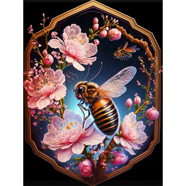 Diamond Painting 5D DIY Kit de abeja de flores de taladro redondo completo Decoración del hogar (QQ319) FLhrweasw Nuevo