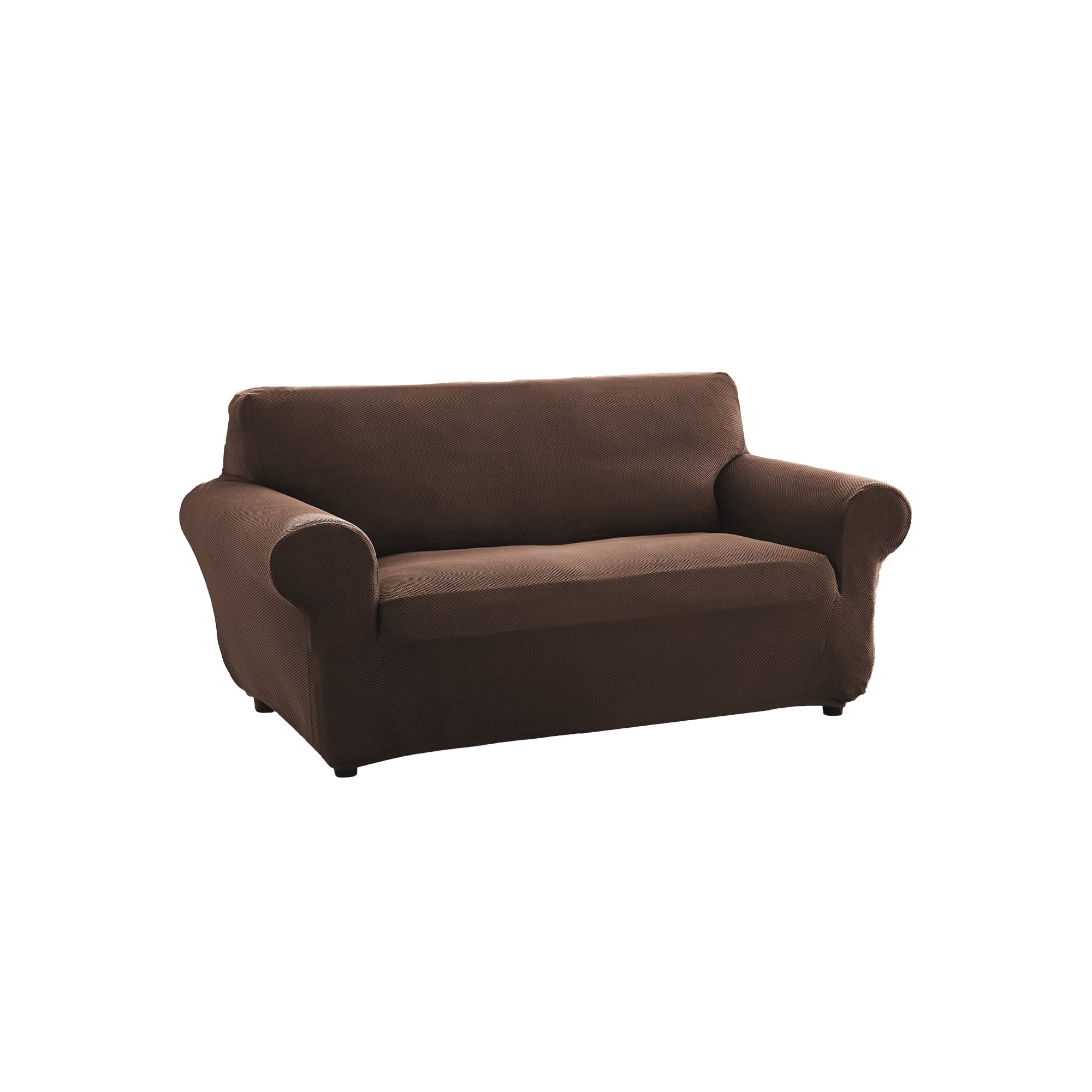 Mainstays Pixel Stretch Fabric Loveseat Slipcover, Brown, 1-Piece