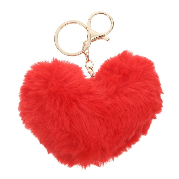 1 llavero adorable con forma de corazón, bola de corazón peluda, colgante para bolso, llavero de regalo