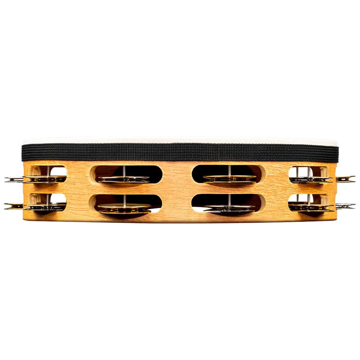 Meinl 10" Recording Combo Goat Skin Wood Tambourine with Double Row Jingles, Super Natural