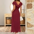 thumbnail image 5 of Bigersell Formal Dresses for Women Evening Party Wrap Dress Front Split Ruffle Maxi Dress with Belt Ruffled Flounce Short Sleeve V-Neck Elegant Long Dresses Casual Loose Beach Sundresses, Red XXL, 5 of 8