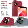 thumbnail image 2 of Liquid Silicone Case for iPhone 12 Pro, [Camera Protection] [Anti Fingerprint] [Wireless Charging] 4 Layer Phone Case Protective Cover, Built-in Microfiber Case Cover, 6.1", Red, 2 of 14