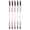 thumbnail image 1 of 5 brochas suaves para cejas de doble cara para mujer, brocha para cejas en ángulo, brocha para extensión de pestañas para maquillaje de ojos, rosa y blanco, 1 of 1