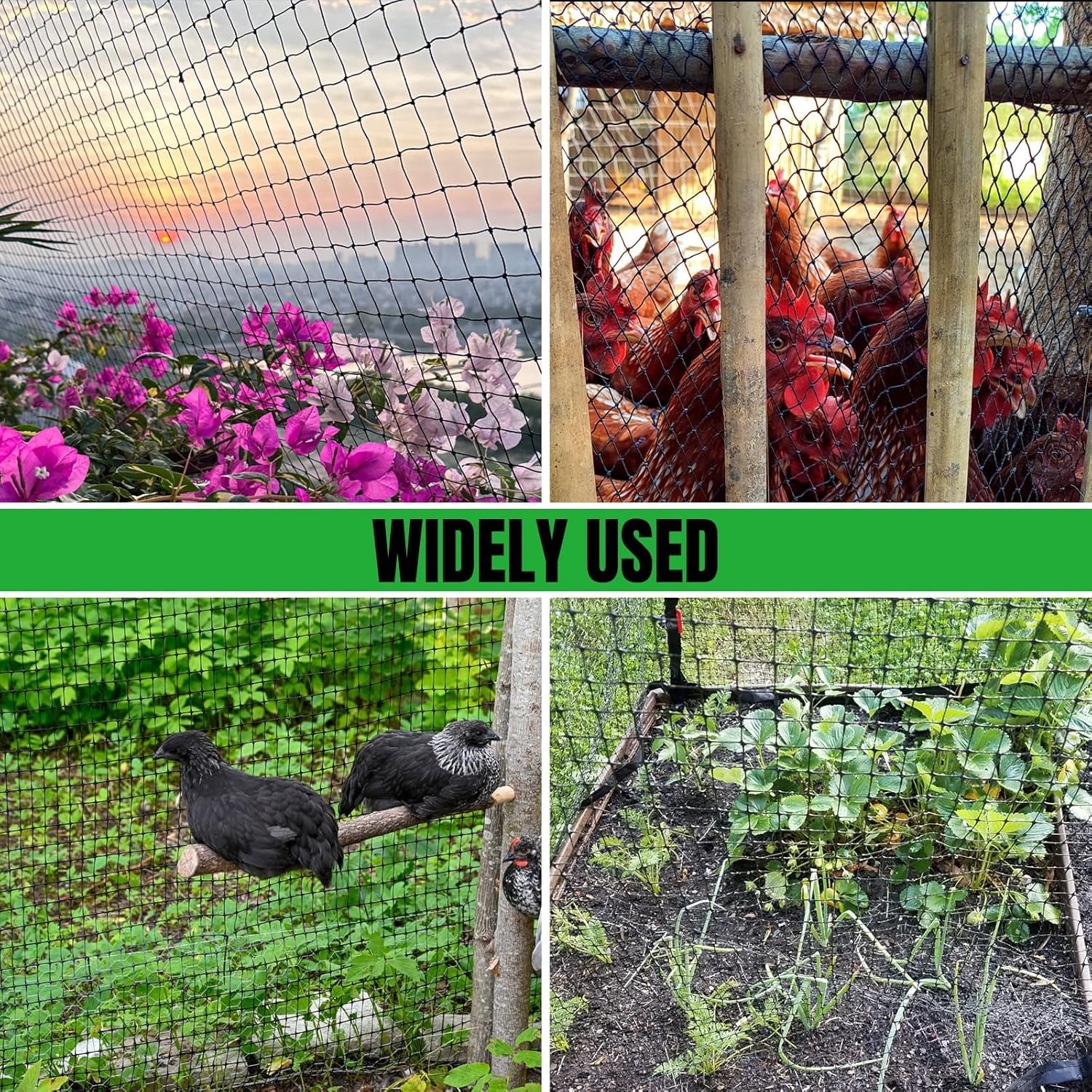 Bird Netting 5 x 100 FT Heavy Duty Garden Netting Deer Fence Netting Pest Barrier for Protect Fruit Trees, Plants and Vetables Against Birds, Deer, Squirrels, Black