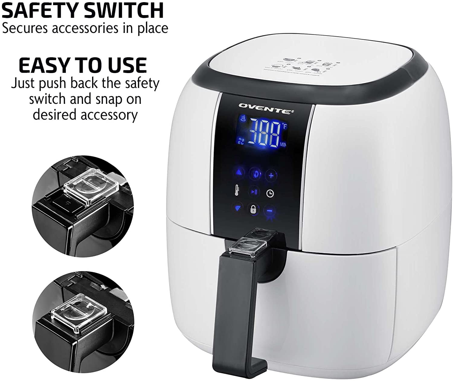 Compact Air Fryer 3.2 Quart Digital LED Touch Screen Auto Shutoff Non-Stick Basket Healthy Oilless Cooking White FAD61302W