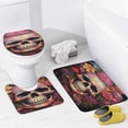 thumbnail image 4 of Colorful Flower Skull 4 Pcs Shower Curtain Set with Rug Bathroom Sets with Waterproof Fabric And Non-Slip Rugs Toilet Lid Cover Bath Mat Decor with Hooks, 4 of 8