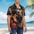 thumbnail image 3 of Gukieu Colorful Flower German Shepherd Print Men's Short-sleeved Shirts, Button-down Lapel Hawaiian Shirts, T-shirts, Beach Vacation Summer Casual Wear,XX-Large, 3 of 7