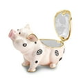 thumbnail image 2 of Luxury Giftware by Jere Pewter Bejeweled Crystals Gold-tone Enameled PETUNIA Spotted Pig Trinket Box with Matching 18 Inch Necklace QBJ4073, 2 of 8