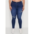 thumbnail image 4 of Womens Plus Size WAX High Waisted Distressed Skinny Jeans, 4 of 5