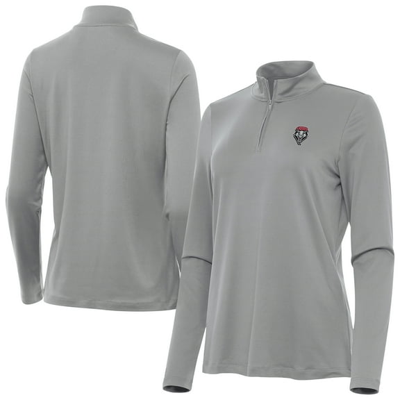 Women's Antigua Gray New Mexico Lobos Reprocess Quarter-Zip Top