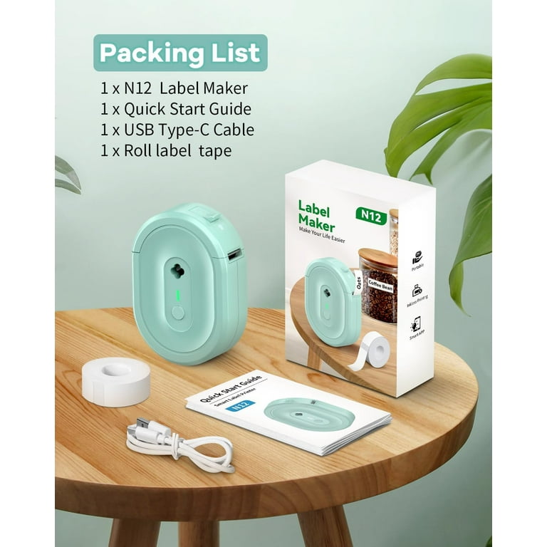 アイドル [MINYYUNY] Mini Lase Label2 Color Label Maker Machine with Tape, N12 Portable Bluetooth Label
