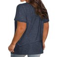 thumbnail image 3 of Short Sleeve Plus Size Solid Color V Neck Cross Shirt Tops, 3 of 3
