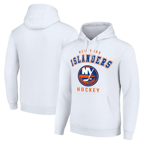 Men's Starter White New York Islanders  Logo Pullover Hoodie
