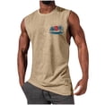 thumbnail image 2 of Mceream Tank Tops Men Gym Workout Summer Cotton Sleeveless Graphic Printed T Shirts Crewneck Casual Vacation Tank Comfort Quick Dry Stretch Everyday Sleeveless Top Khaki XL, 2 of 5