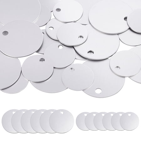 30Pcs 2 Style Blank Round Aluminum Engraved Pet Dog ID Tag for Cat Puppy Pendant Silver 15pcs/style DIY