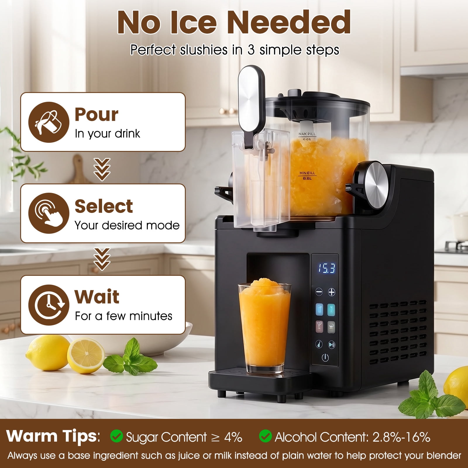 Costway Slushie Machine for Home, 68 oz Frozen Drink Maker & Slushy Machine, 4 Presets Black