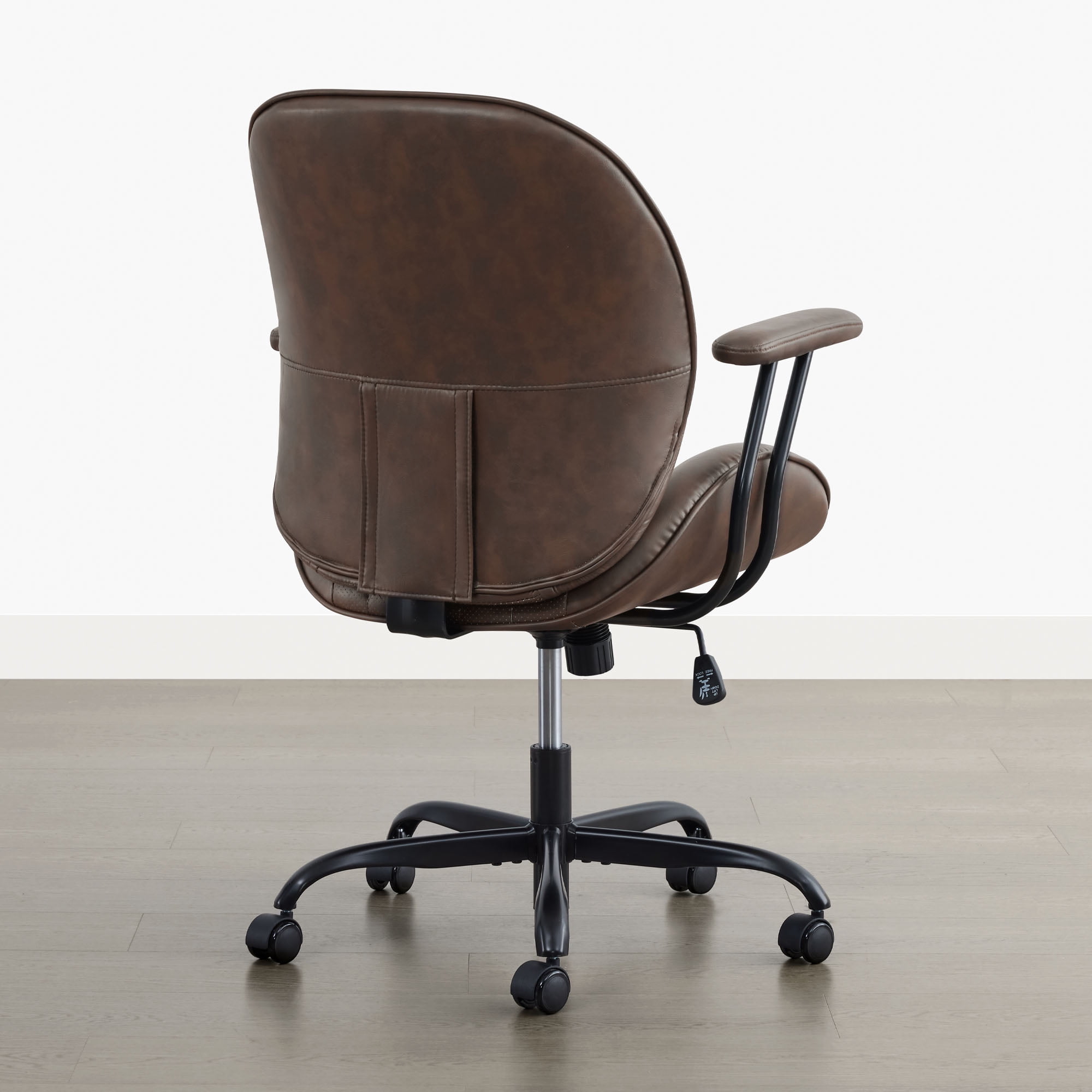 Spruce & Spring Faux Leather Office Chair with Swivel Base, Ergonomic High-Back Design, Breathable PU/Polyester Blend, Espresso