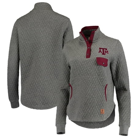 Women's Pressbox Heathered Gray/Maroon Texas A&M Aggies Magnum Quilted Quarter-Snap Pullover Jacket
