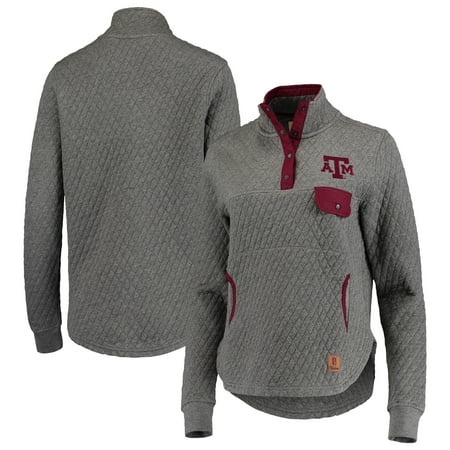 Women's Pressbox Heathered Gray/Maroon Texas A&M Aggies Magnum Quilted Quarter-Snap Pullover Jacket