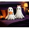 thumbnail image 3 of 15" Ghost Shaped Throw Pillow with Pumpkin Print, Soft Spooky Decor Polyester Plush Stuffed Cushion for Halloween Sofa Bedroom Party, 3 of 5