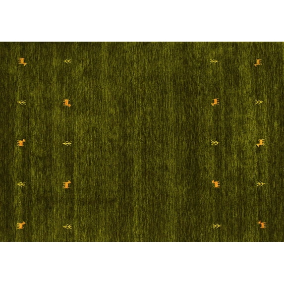 Ahgly Company Machine Washable Indoor Rectangle Abstract Yellow Contemporary Area Rugs, 7' x 10'
