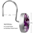 thumbnail image 3 of Eggplant Shower Curtain Hooks（Set of 12）for Home Hotel Shower Rods Bathroom Crystal Glass Print Stainless Steel Round Curtain Hooks, 3 of 5