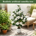 thumbnail image 5 of Lyacmy 3FT 2 Pack White Camellia Artificial Tree in Pot, Artificial Plants Indoor Outdoor for Home Decor, 5 of 8