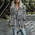 thumbnail image 2 of Women's Rainbow Tie Dye Overcoat Fuzzy Fleece Cardigan Trench Jackets Wool Faux Fur Teddy Bear Parka Coat Outwear, 2 of 5