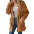 thumbnail image 4 of HAiming Women's Winter Coats Solid Color Long Sleeve Lapel Fleece Jacket Casual Trendy Loose Outerwear with Pockets, 4 of 9