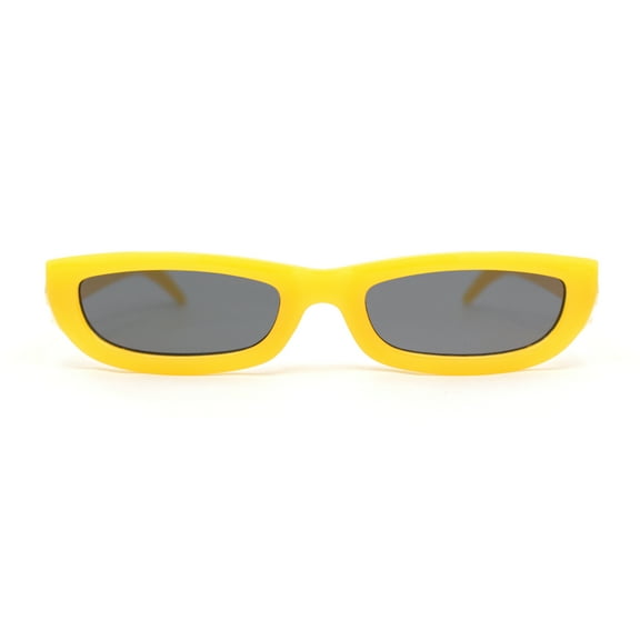 Mod Narrow Rectangular Luxury 20s Cat Eye Plastic Sunglasses Yellow - Black