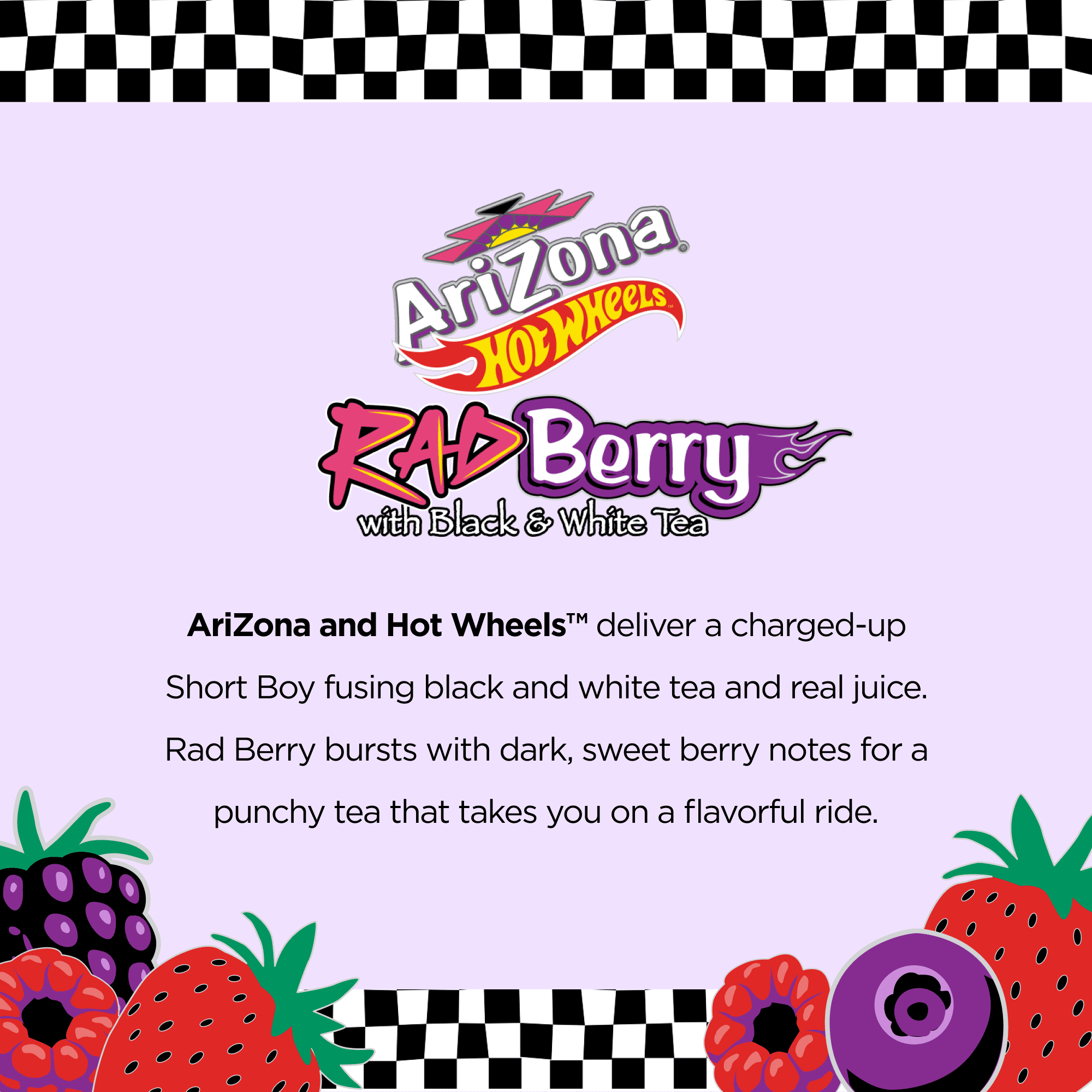 AriZona x Hot Wheels Rad Berry with Black and White Tea - 16 fl oz (Pack of 12)