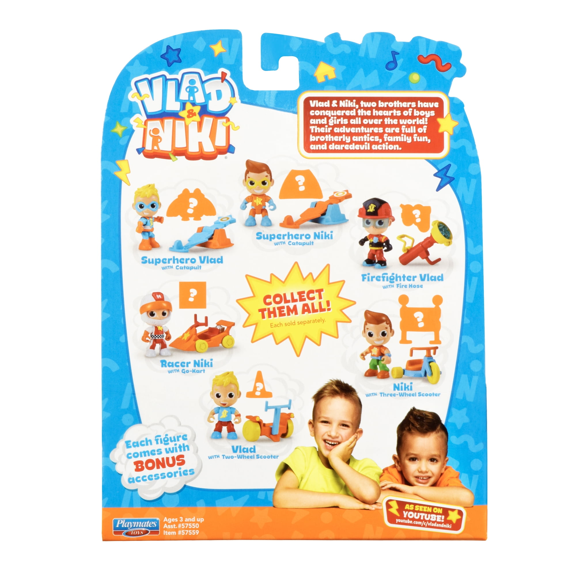 Vlad & Niki 3” Firefighter Vlad and Racer Niki 2-Figure Bundle with Accessories and Surprise Bonuses