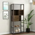 thumbnail image 6 of Axa 68 Inch Bamboo Shelf Bookcase with Cabinet, Right Facing, Dark Brown, 6 of 7