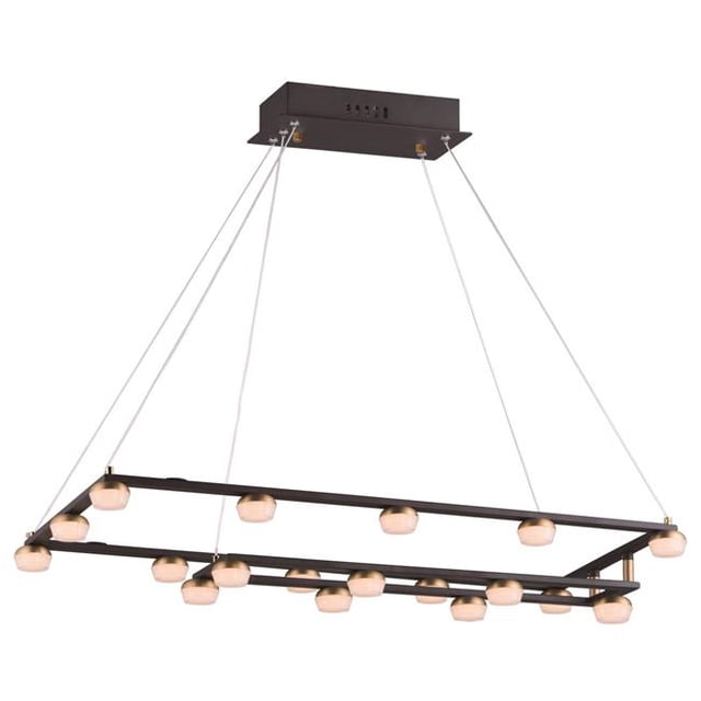 ET2 E23165-75BKGLD 16 in. Button LED 18-Light Suspension Pendant Ceiling Light, Black & Gold
