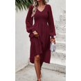 thumbnail image 4 of Vestido PRETTYGARDEN, midi, manga larga, cintura imperial, para mujer, 4 of 7