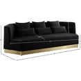 thumbnail image 5 of Maklaine Contemporary Velvet/Stainless Steel Sofa in Black/Brushed Gold, 5 of 5