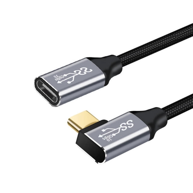 Cable de datos tipo C macho-hembra, cable de extensión de codo para base de expansión, cable de extensión con interruptor de carga rápida USB 3.1 Gen2