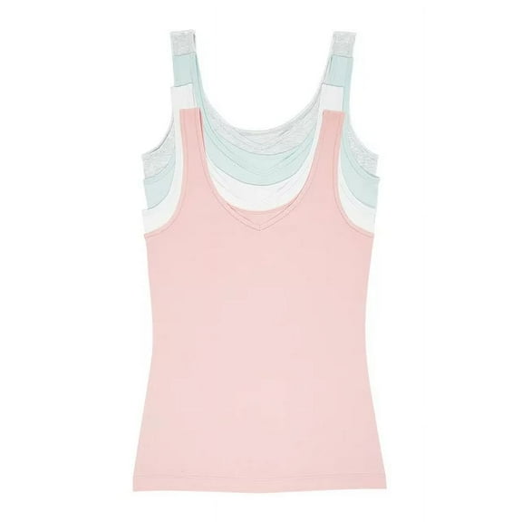 Felina Women's 4-Pack Reversible Cotton Tank Top (Pastel Hues, Small)