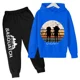 thumbnail image 3 of Conjunto de sudadera con capucha y pantalones de polar para niños, conjunto de 2 piezas, chándal, estampado de cabeza grande de Sasquatch furtivo, 3 of 5