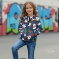 thumbnail image 3 of Xoenoiee Blue Santa Claus Snowman Tree Snowflake Print Half Zip Hoodie Fleece Cropped Sweatshirt for Girls, Christmas Fall Winter Pullover Zip Up Jacket Coat for Kids Teens, Size 9-10 Years, 3 of 7