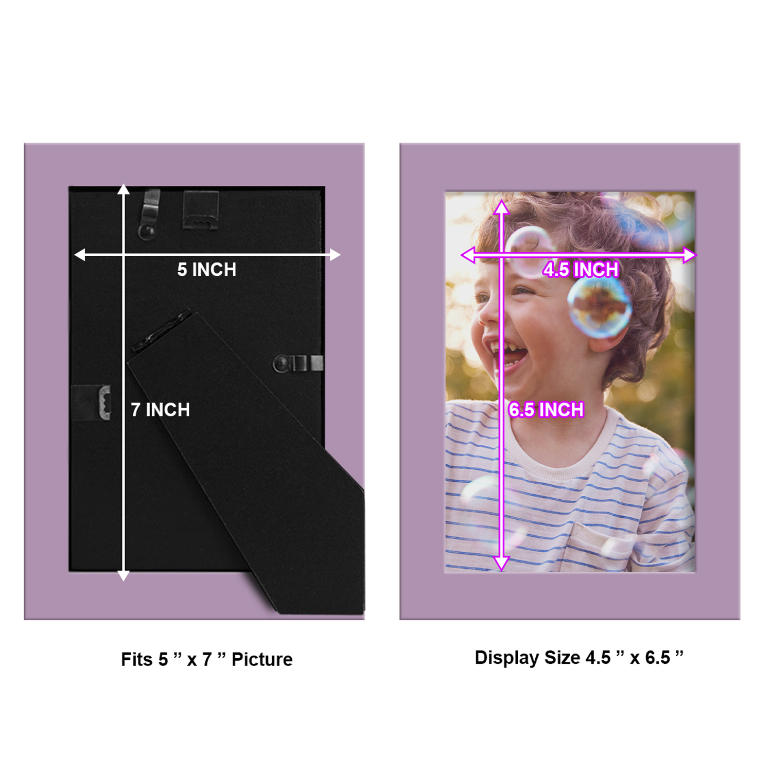 Modern 5 in. x 7 in. Violet Picture Frame (Set of 2)