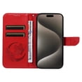 thumbnail image 3 of Dteck Pattern Case for iPhone 15 Pro,Magnetic Leather Butterfly Floral Embossed Flip Case Card Slots Wallet Stand Cover with Wrist Strap for iPhone 15 Pro,Red, 3 of 7