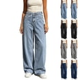 thumbnail image 7 of yardsong Women's High Waisted Wide Leg Jeans Stretchy Baggy Denim Pants Vintage Washed Casual Loose Pull On Trousers with Pockets Dark Blue,M, 7 of 7