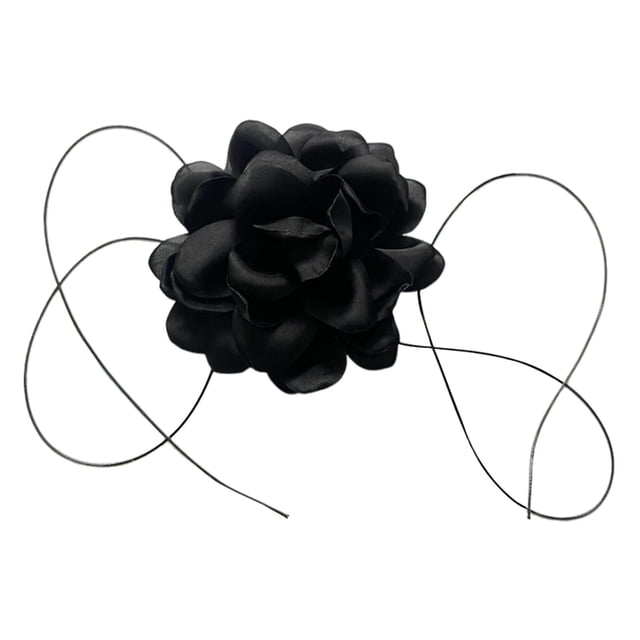 Gargantilla floral con cordones de flores, accesorios de joyería para vestido, gargantilla de flores, collar para mujeres para cumpleaños, día de San Negro