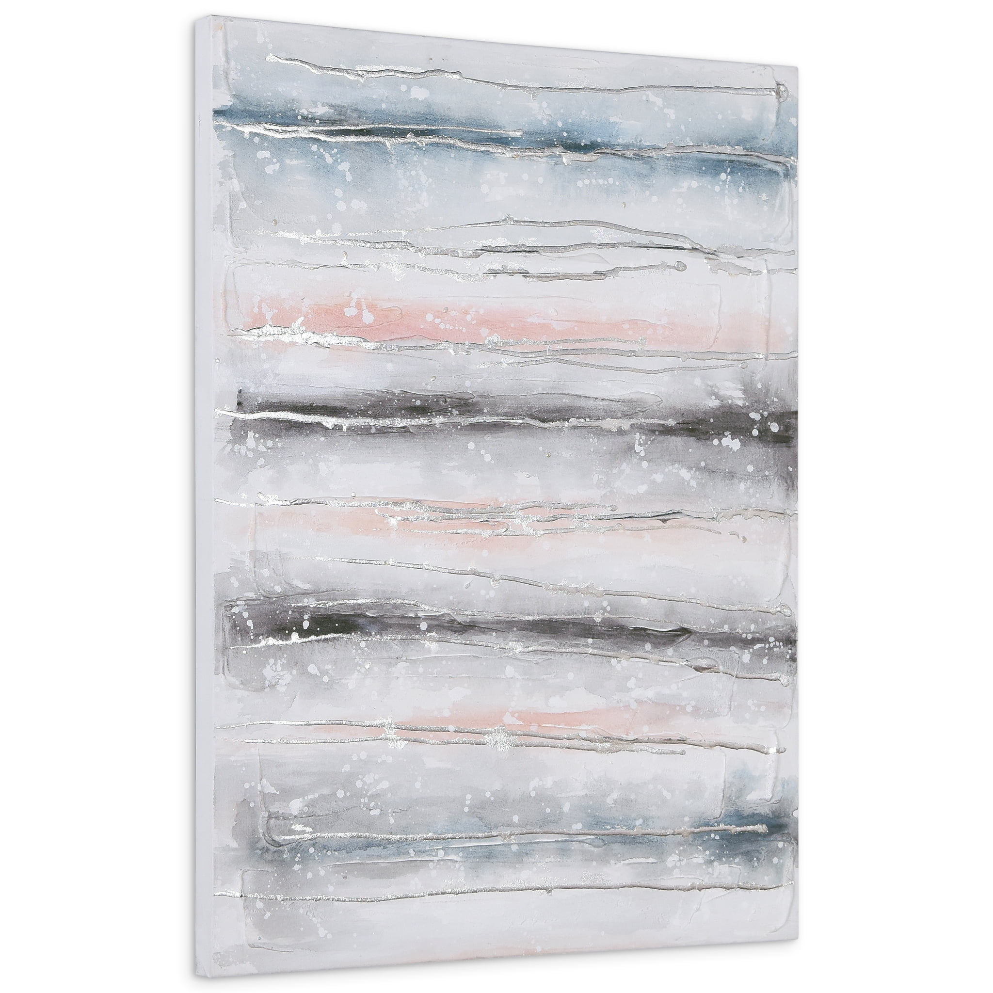 Empire Art Direct Blue & Golden Roads Textured Metallic Hand Painted Wall Art, 30" x 40" each, Ready to Hang
