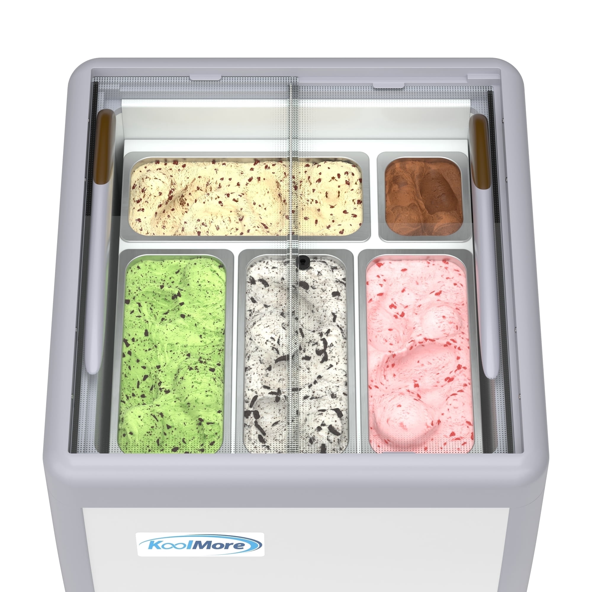KoolMore KM-GDC-26SD 26 in. 5-Pan Gelato Dipping Cabinet Display Freezer with Sliding Glass Door, 6 cu. ft. ETL Listed