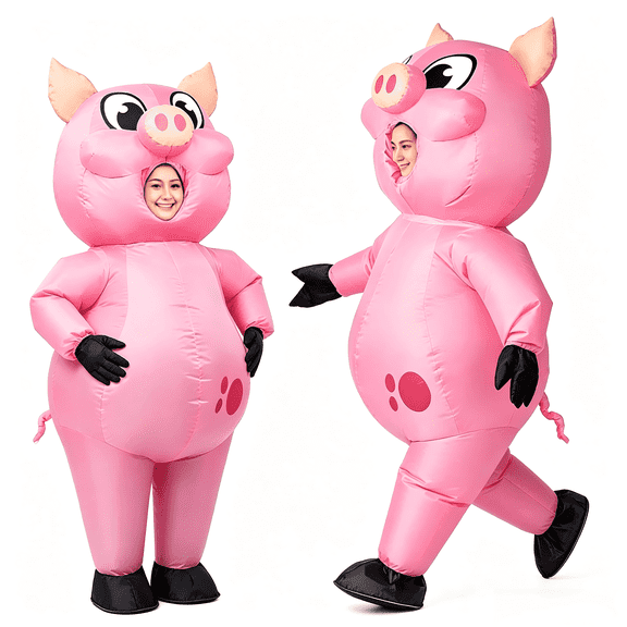 Joyfy Halloween Inflatable Costume for Adults, Air Blow-up Piggy Dress Up Unisex Cosplay Costume (Pink)