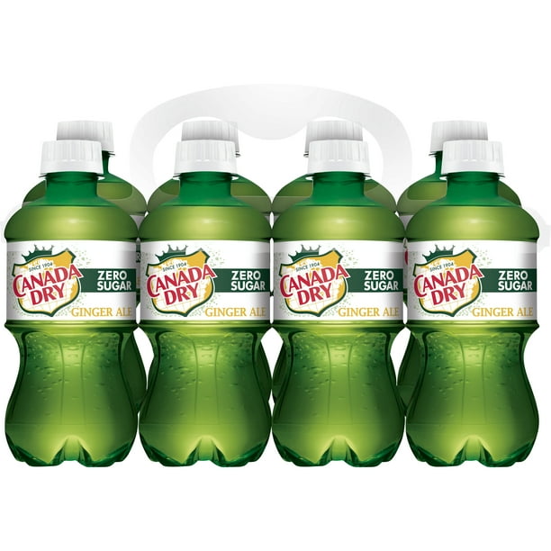 Canada Dry Zero Sugar Ginger Ale Soda, 12 fl oz bottles, 8 pack