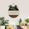 thumbnail image 2 of Our Happy Place Front Door Sign Funny Wreaths Hanging Wooden Plaque Decoration Round Rustic Wood Farmhouse Porch Decor for Home Front Door Decor, 12 x 12 Inch, 2 of 5
